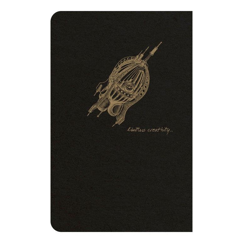 CLT Flying Spirit Carnet Piqure Textile 9x14 96p Ligné Noir-Carnet-Clairefontaine-Papeterie du Dôme