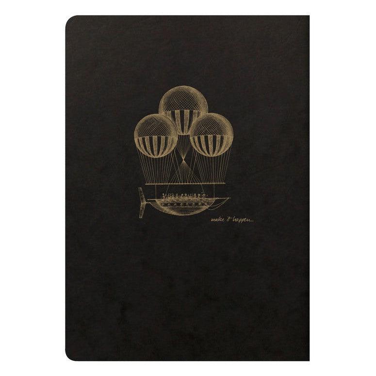 CLT Flying Spirit Carnet Piqure Textile A5 96p Noir-Carnet-Clairefontaine-Papeterie du Dôme