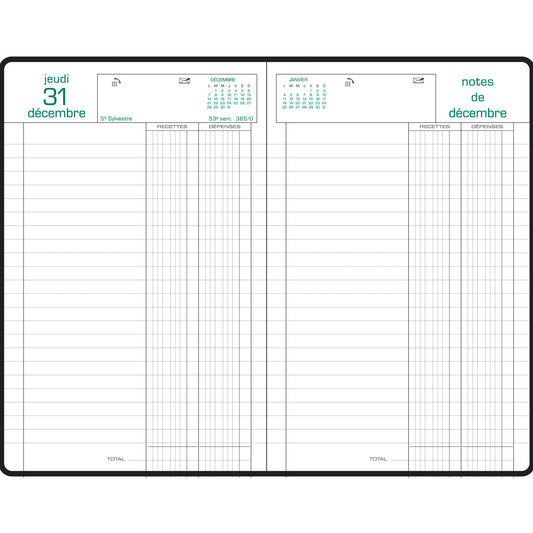 EXA Agenda Bureau Carré Recette et Dépenses Journalier-Agenda-Exacompta-2025-Couleur Aléatoire-Papeterie du Dôme