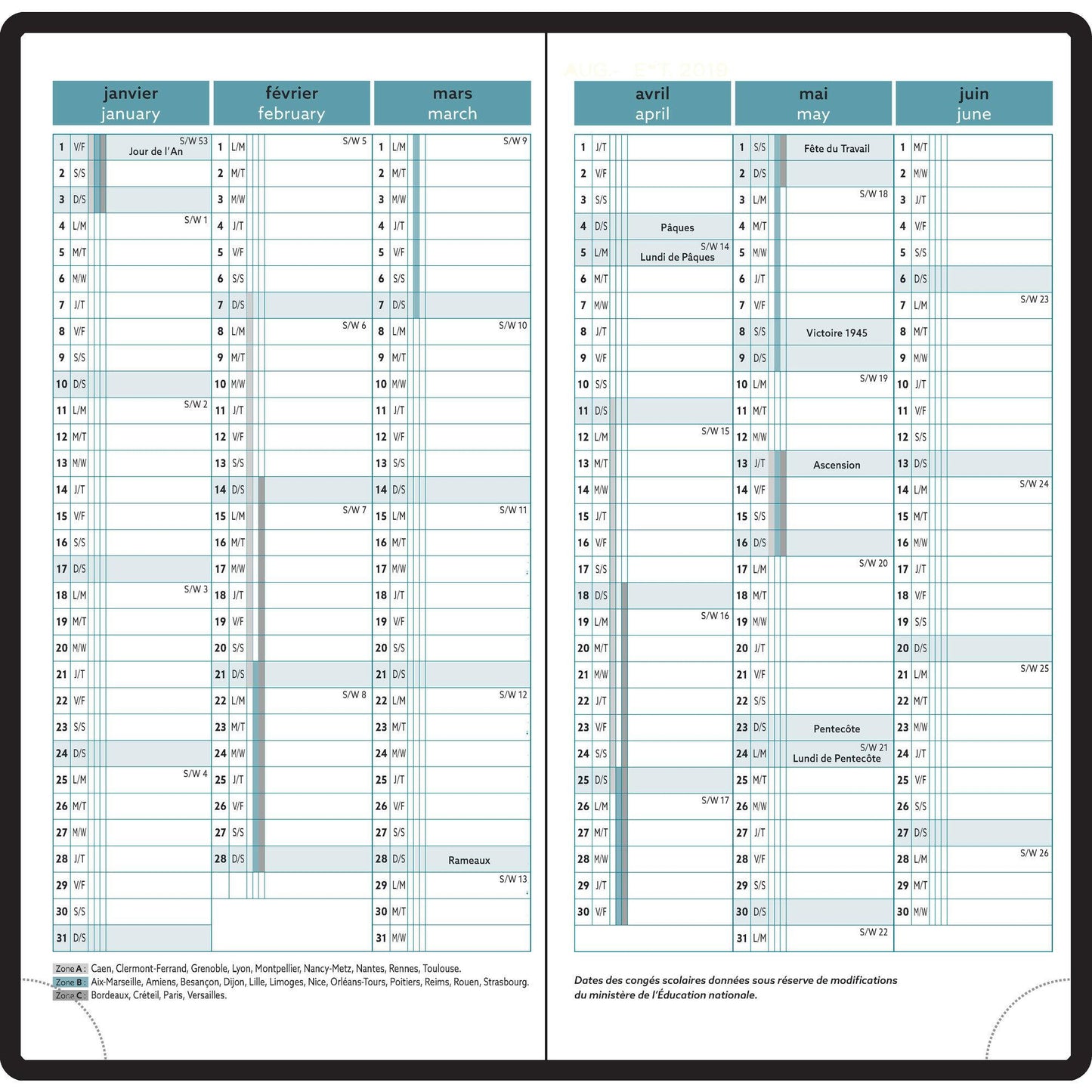 EXA Agenda Easytime 17 Trolez Semainier-Agenda-Exacompta-Papeterie du Dôme