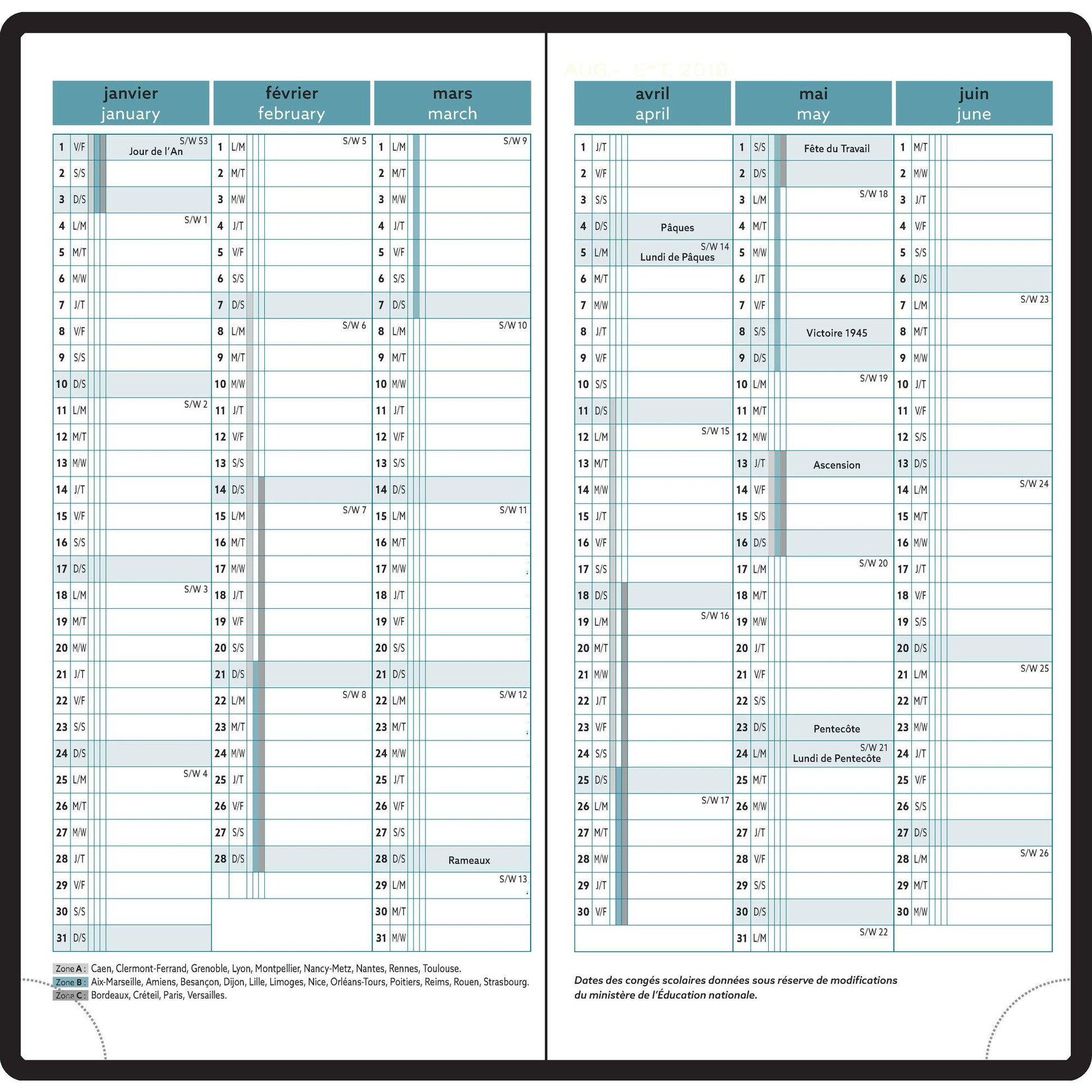 EXA Agenda Easytime 17 Trolez Semainier-Agenda-Exacompta-Papeterie du Dôme