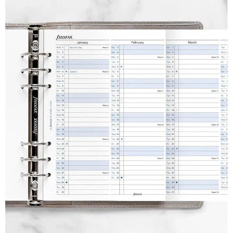 FFX A5 Agenda Planning vertical en Anglais FILOFAX-Recharge Agenda-Filofax-Papeterie du Dôme