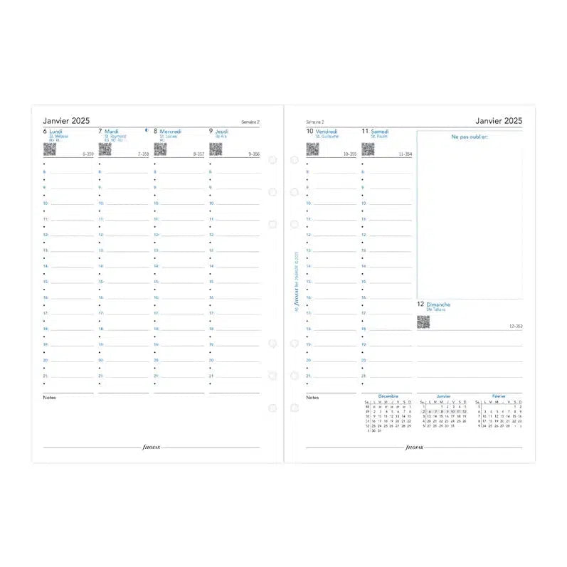 FFX A5 Agenda Semaine/2Pages Verticale FR FILOFAX-Recharge Agenda-Filofax-2025-Papeterie du Dôme