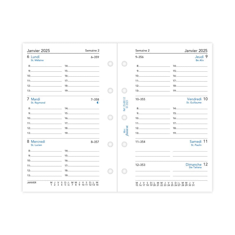 FFX Mini Agenda Semaine/2Pages FR FILOFAX-Recharge Agenda-Filofax-2025-Papeterie du Dôme