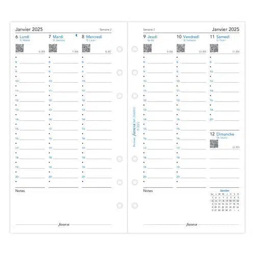 FFX Personal Agenda Semaine/2 Pages Vertical FR FILOFAX-Recharge-Filofax-2025-Papeterie du Dôme