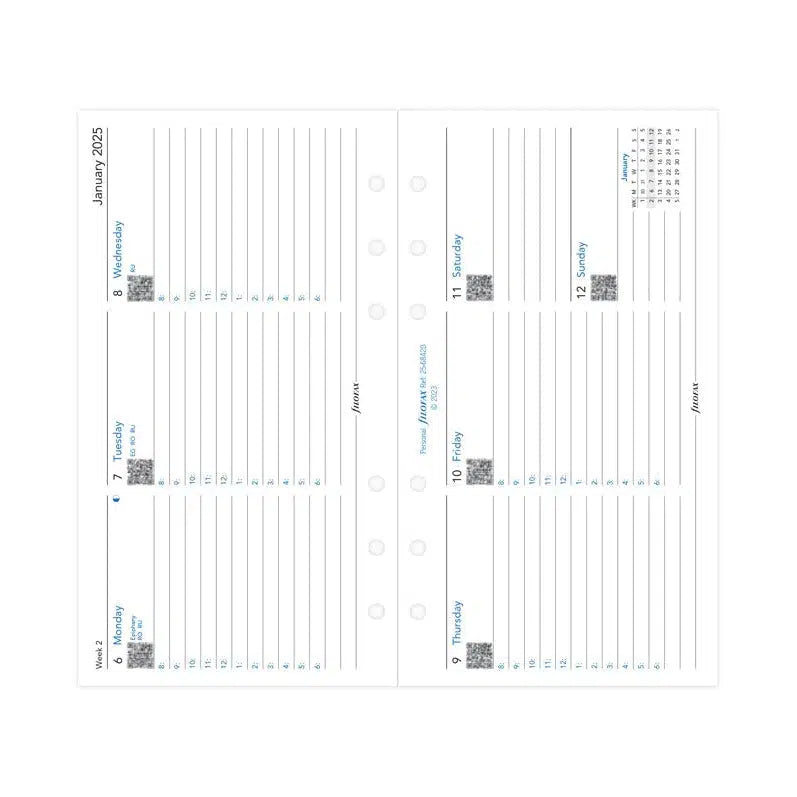 FFX Personal Agenda semaine/2pages Ouverture Horizontale FILOFAX-Recharge-Filofax-2025-Papeterie du Dôme