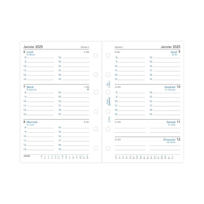 FFX Pocket Agenda Semaine/2Pages FR FILOFAX-Recharge-Filofax-2025-Papeterie du Dôme