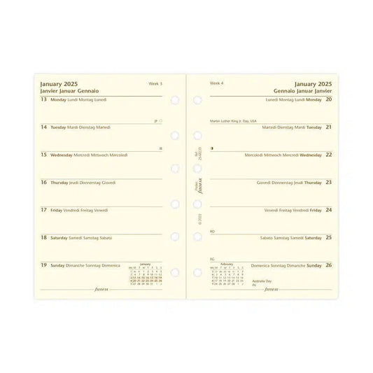 FFX Pocket Agenda semaine/1 page en 4 langues - crème FILOFAX-Recharge-Filofax-2025-Papeterie du Dôme