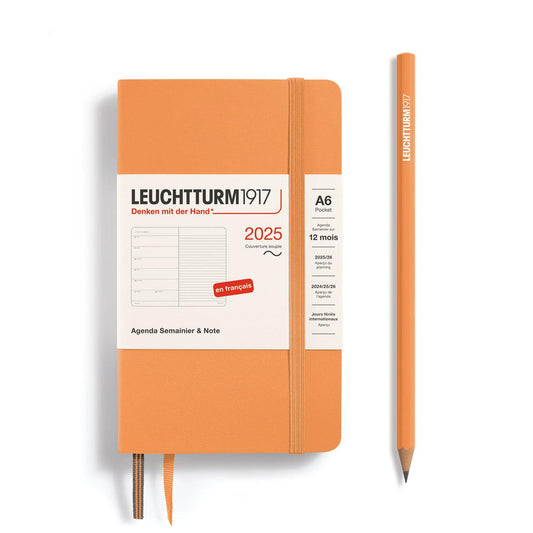 LCHT A6 Agenda Semainier & Carnet de Notes Ligné Souple - Français-Agenda-Leuchtturm 1917-2025-Apricot-A6-Papeterie du Dôme