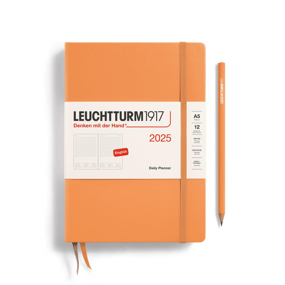 LCHT Agenda A5 Journalier Rigide - Anglais-Agenda-Leuchtturm 1917-2025-Apricot-A5-Papeterie du Dôme