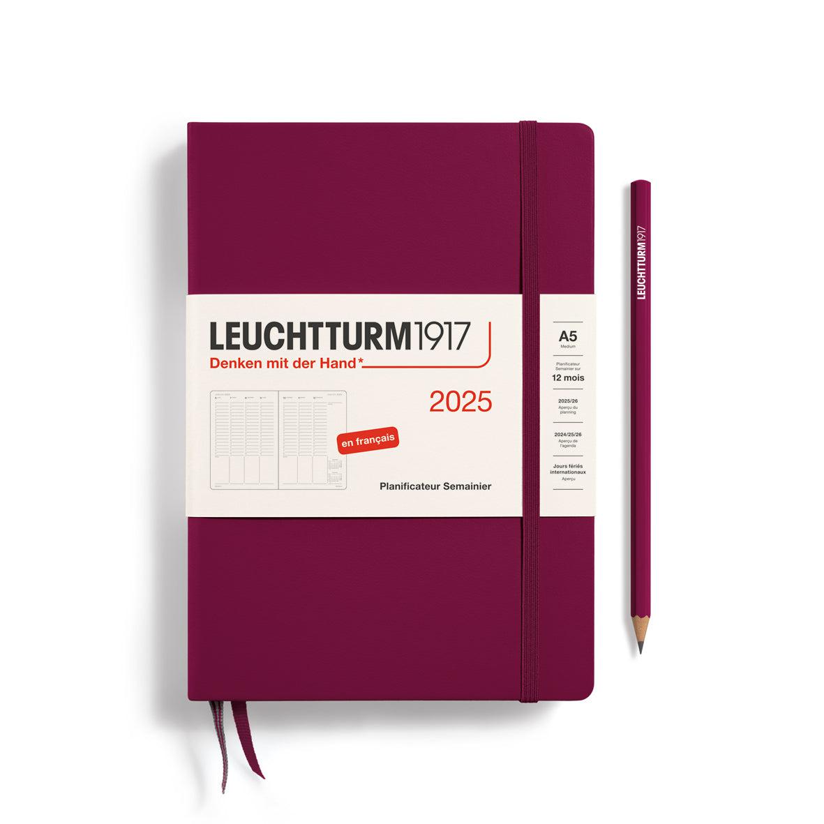 LCHT Agenda A5 Planificateur Semainier Rigide - Français-Agenda-Leuchtturm 1917-2025-Port Red-A5-Papeterie du Dôme