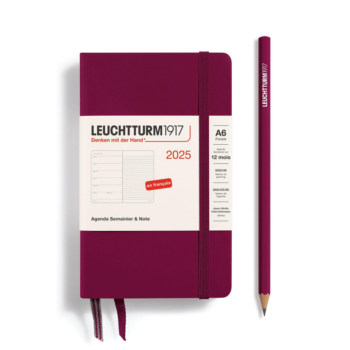 LCHT Agenda A6 Semainier & Carnet Rigide - Français-Agenda-Leuchtturm 1917-2025-Port Red-A6-Papeterie du Dôme