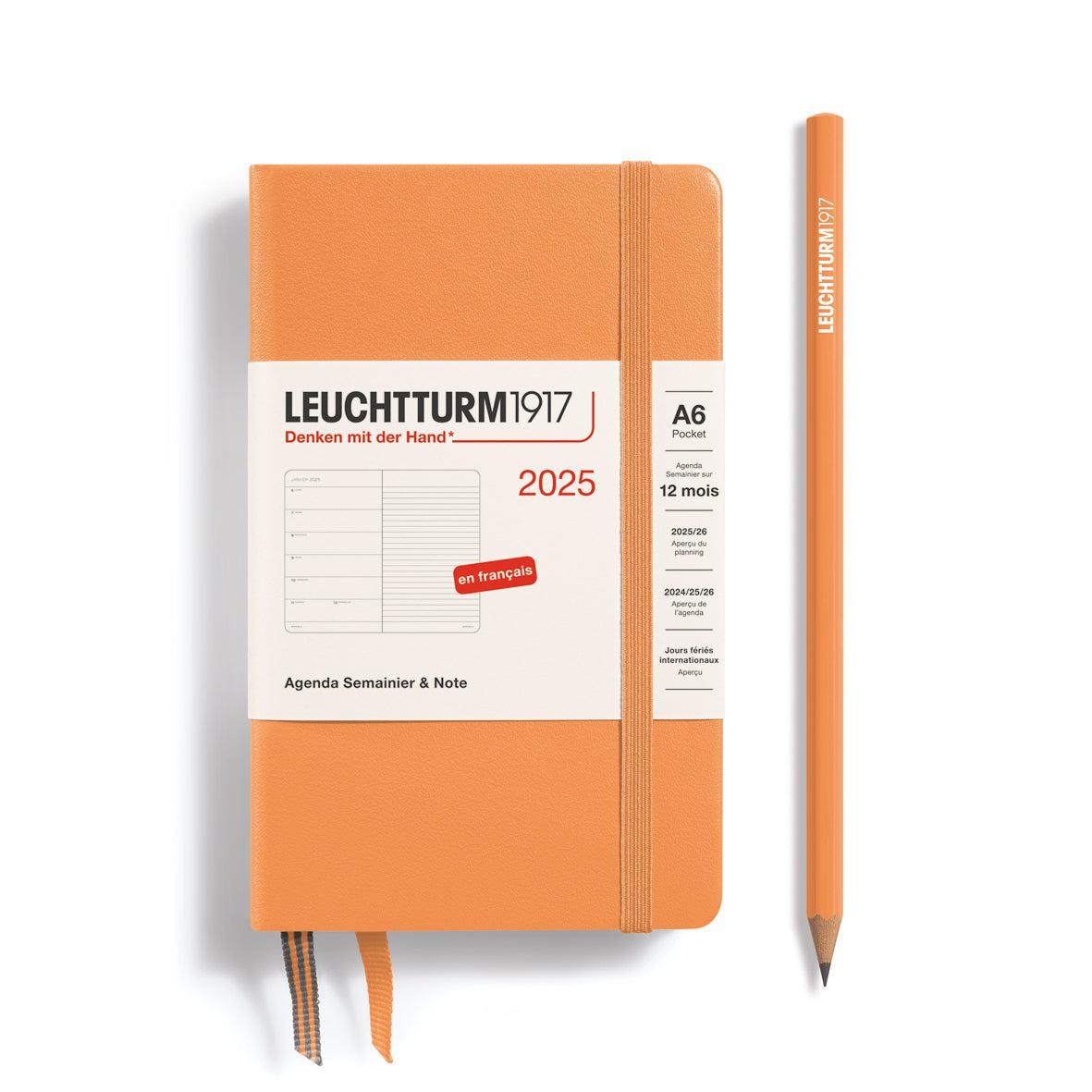 LCHT Agenda A6 Semainier & Carnet Rigide - Français-Agenda-Leuchtturm 1917-2025-Apricot-A6-Papeterie du Dôme