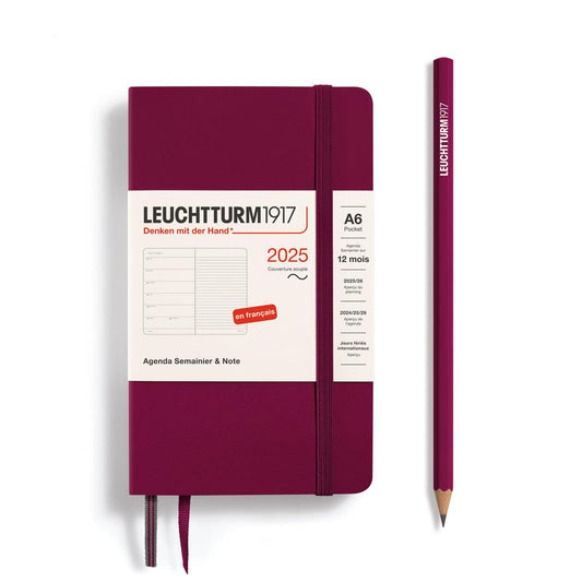 LCHT Agenda A6 Semainier & Carnet de Notes Ligné Souple - Français-Agenda-Leuchtturm 1917-2025-Port Red-A6-Papeterie du Dôme