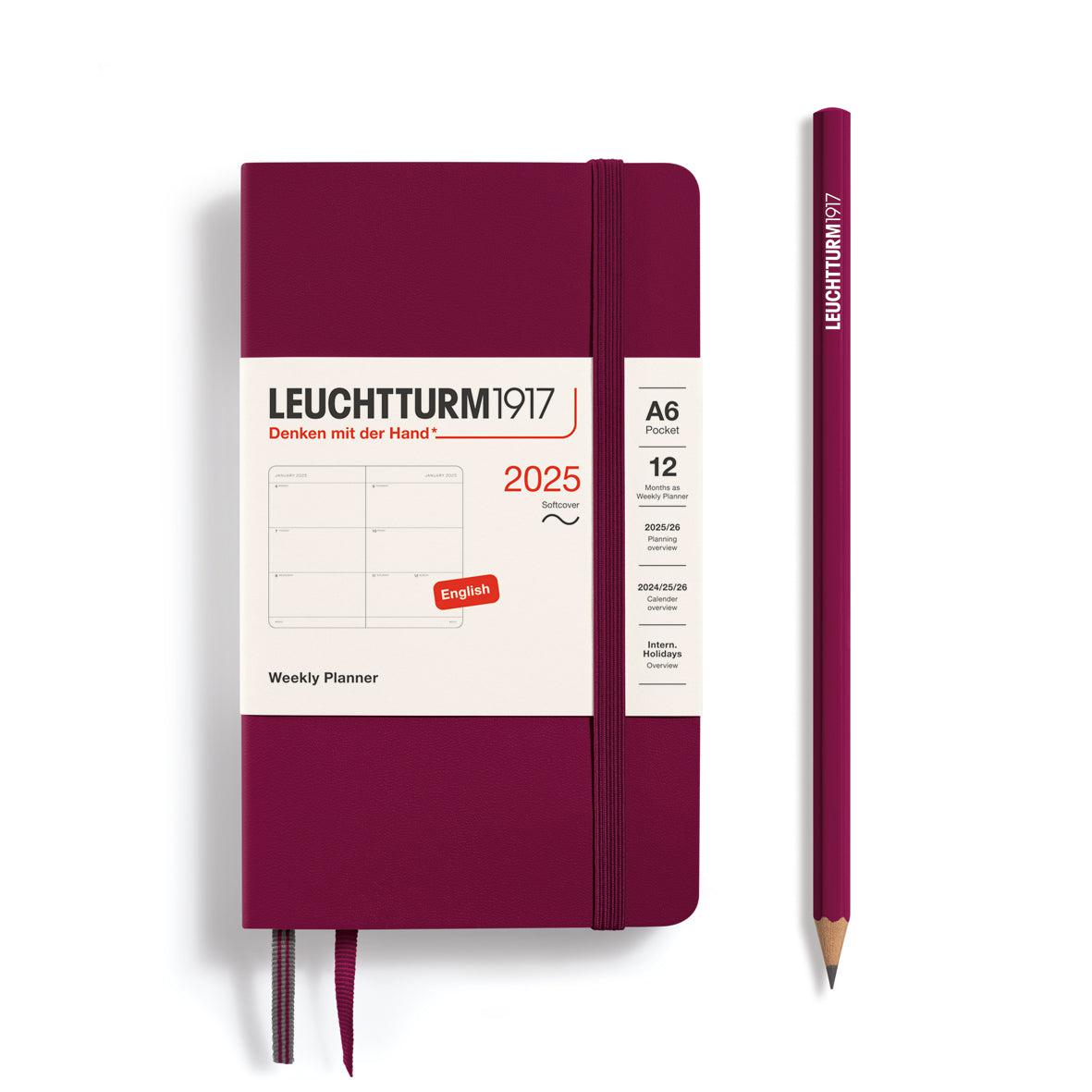 LCHT Agenda A6 Semainier Souple - Anglais-Agenda-Leuchtturm 1917-2025-Port Red-A6-Papeterie du Dôme