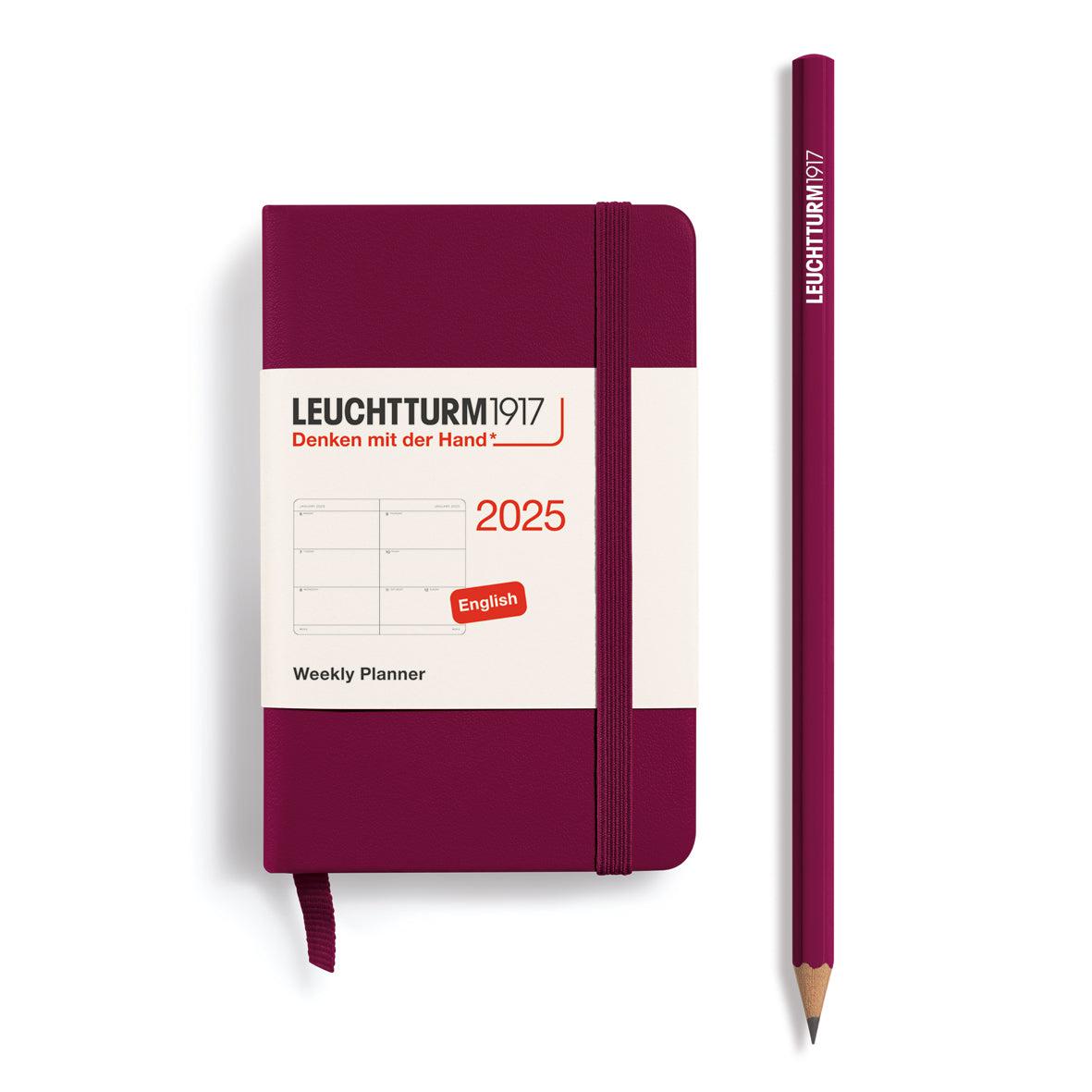 LCHT Agenda A7 Semainier Rigide - Anglais-Agenda-Leuchtturm 1917-2025-Port Red-A7-Papeterie du Dôme