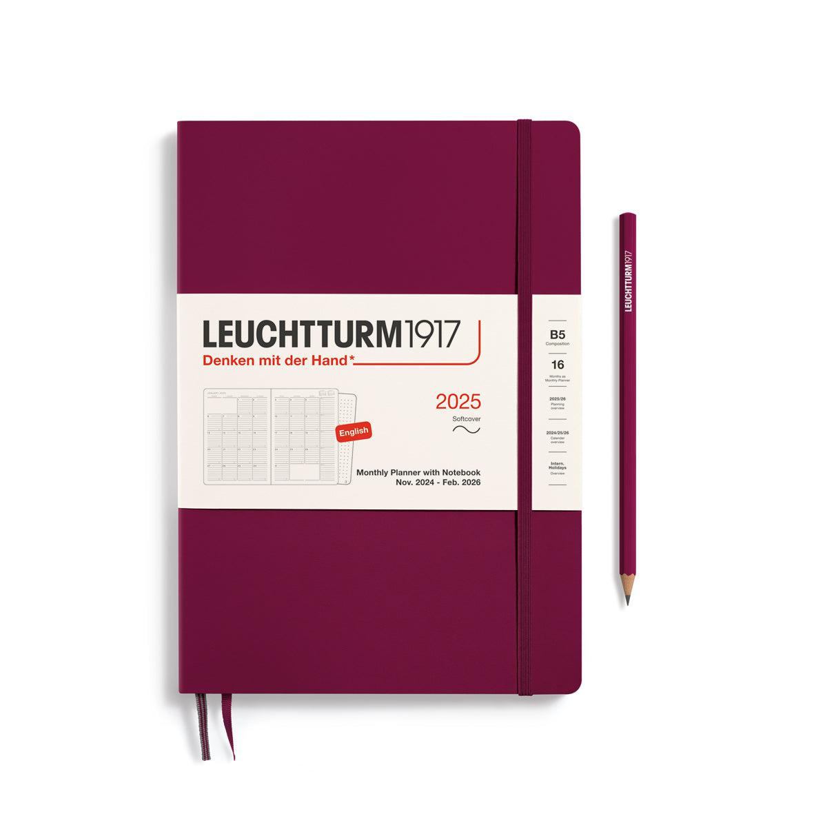 LCHT Agenda B5 Mensuel & Carnet Souple - Anglais-Agenda-Leuchtturm 1917-2024-2026-Port Red-B5-Papeterie du Dôme