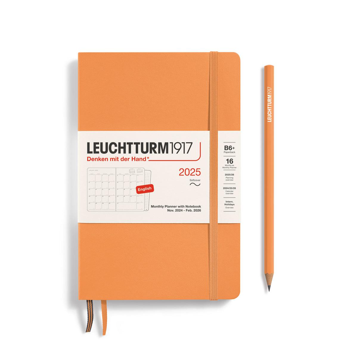 LCHT Agenda B6+ Mensuel & Carnet Souple - Anglais-Agenda-Leuchtturm 1917-2024-2026-Apricot-B6+-Papeterie du Dôme