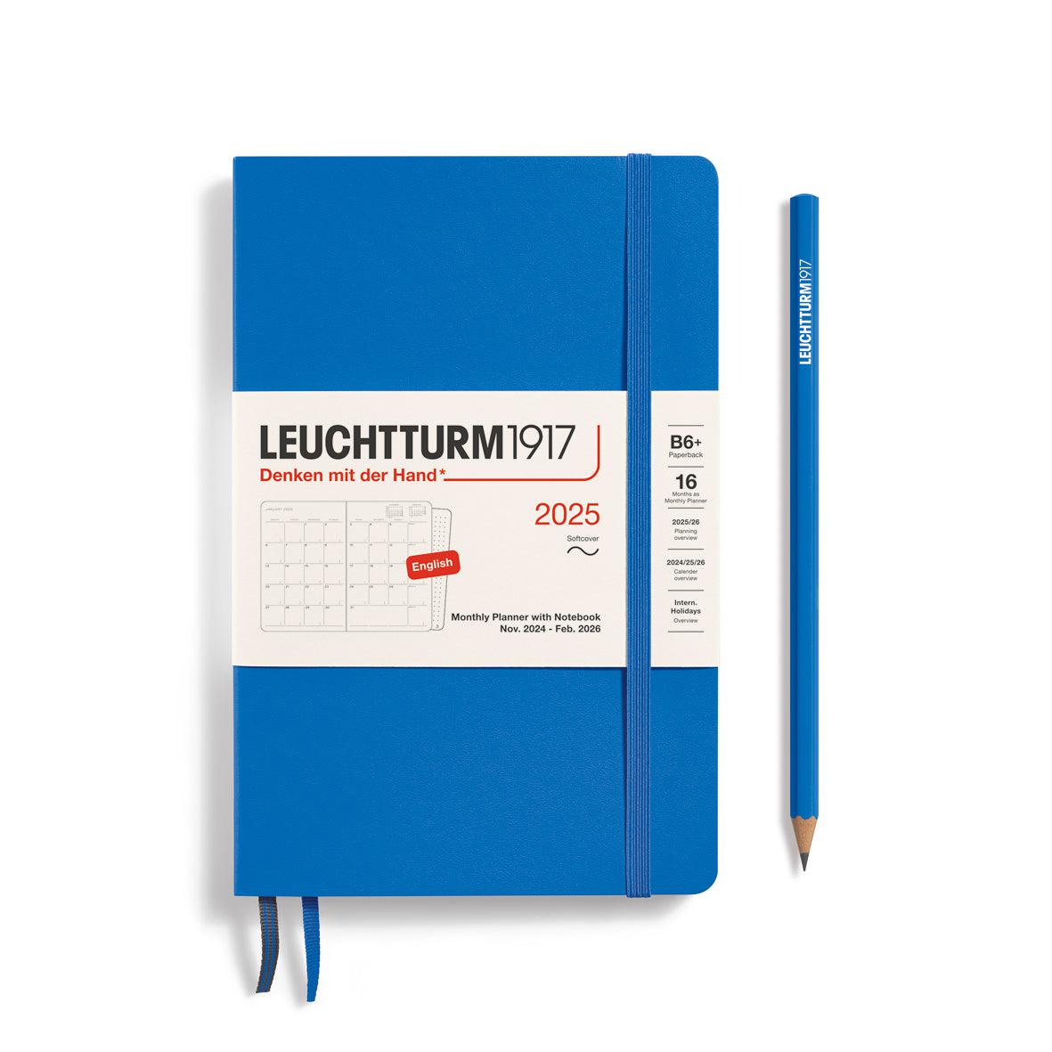 LCHT Agenda B6+ Mensuel & Carnet Souple - Anglais-Agenda-Leuchtturm 1917-2024-2026-Sky-B6+-Papeterie du Dôme