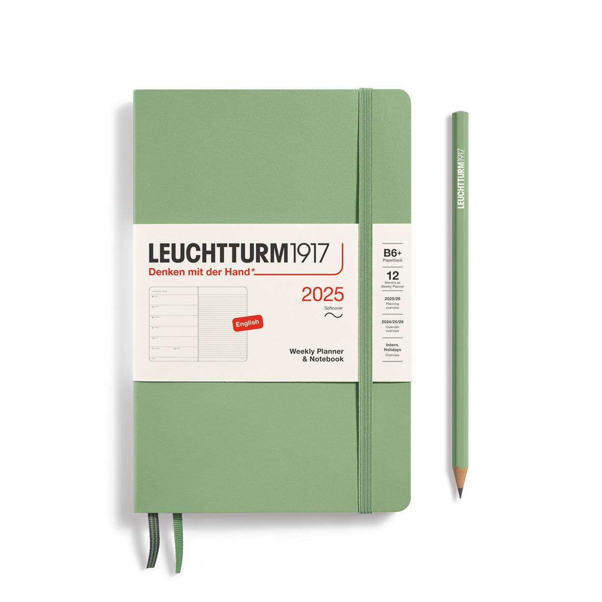 LCHT Agenda B6+ Semainier & Carnet Ligné Souple - Anglais-Agenda-Leuchtturm 1917-2025-Sauge-B6+-Papeterie du Dôme