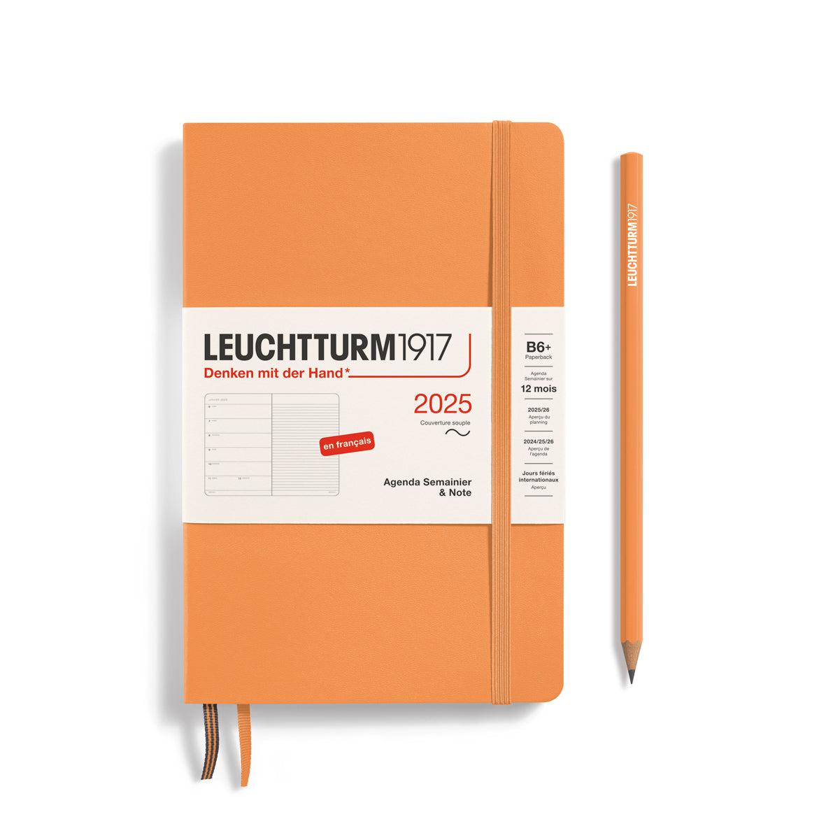 LCHT Agenda B6+ Semainier & Carnet Ligné Souple - Français-Agenda-Leuchtturm 1917-2025-Apricot-B6+-Papeterie du Dôme