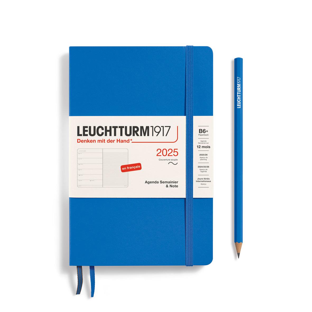 LCHT Agenda B6+ Semainier & Carnet Ligné Souple - Français-Agenda-Leuchtturm 1917-2025-Sky-B6+-Papeterie du Dôme