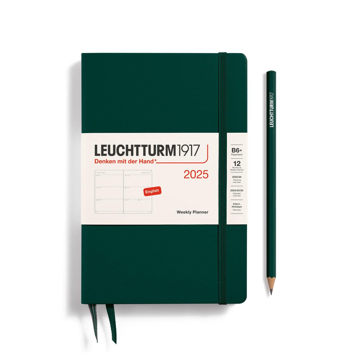 LCHT Agenda B6+ Semainier Rigide - Anglais-Agenda-Leuchtturm 1917-2025-Forest Green-B6+-Papeterie du Dôme