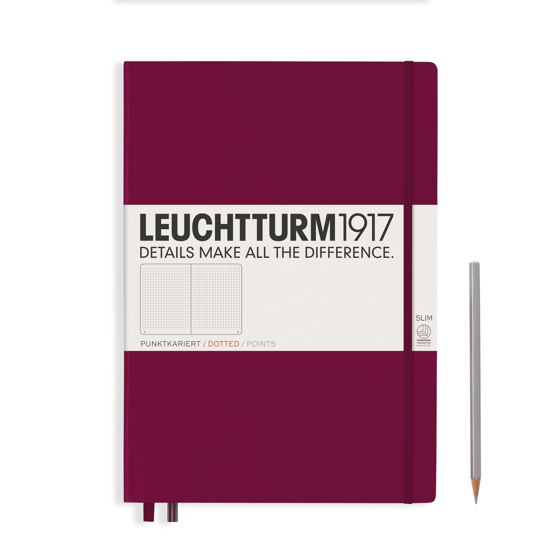 LCHT Carnet A4+ Master Slim Dots-Carnet-Leuchtturm 1917-Port Red-A4+-Dots-Papeterie du Dôme