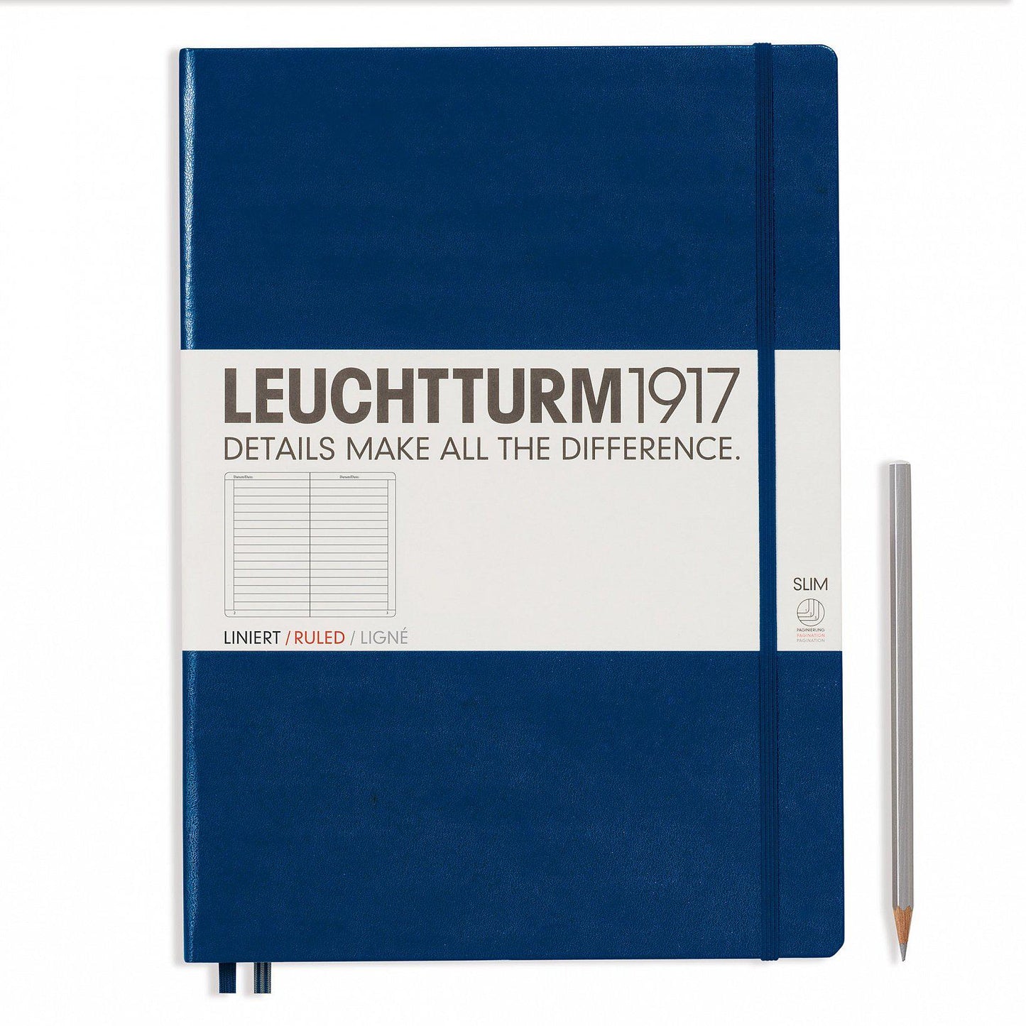 LCHT Carnet A4+ Master Slim Rigide Ligné-Carnet-Leuchtturm 1917-Navy-A4+-Ligné-Papeterie du Dôme