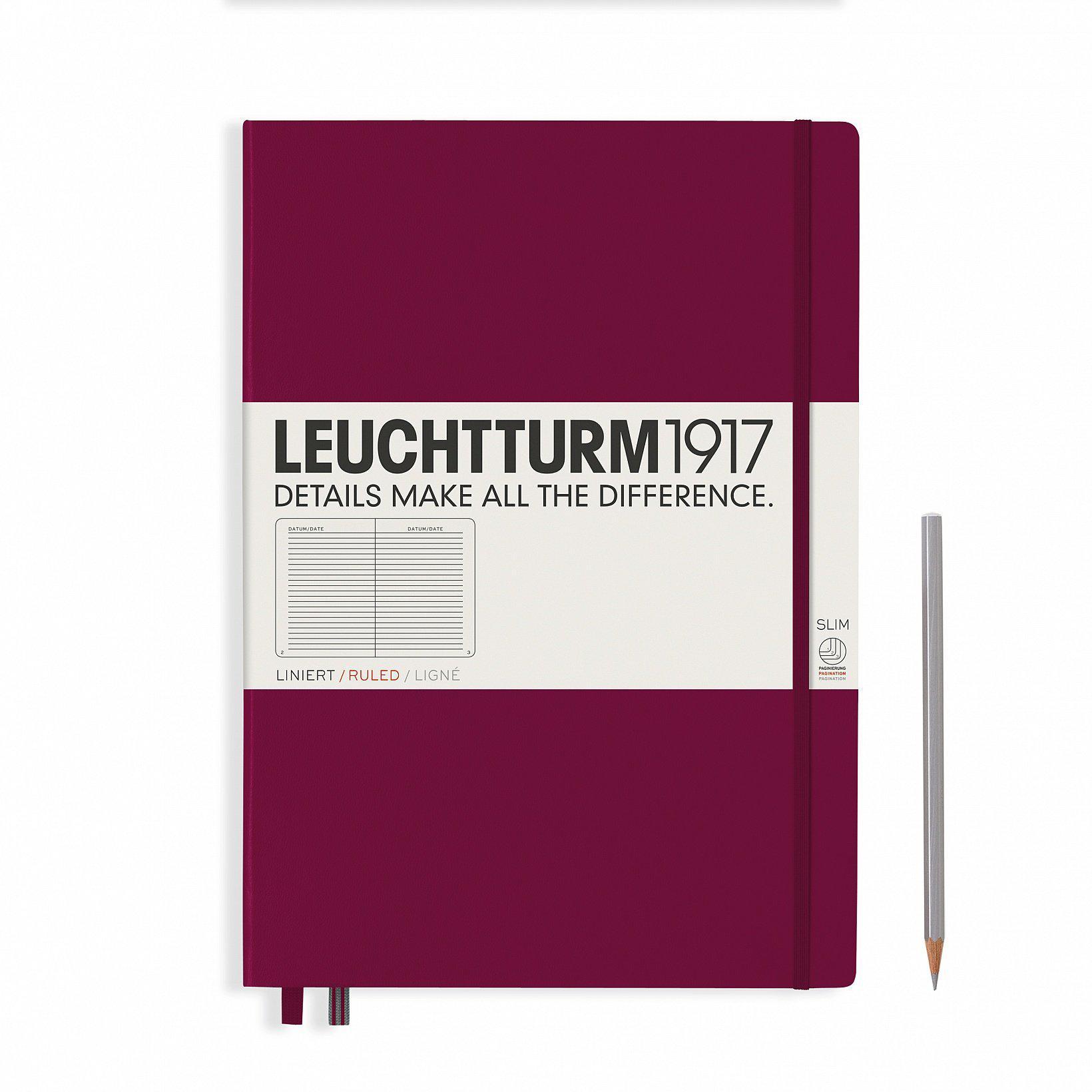 LCHT Carnet A4+ Master Slim Rigide Ligné-Carnet-Leuchtturm 1917-Port Red-A4+-Ligné-Papeterie du Dôme