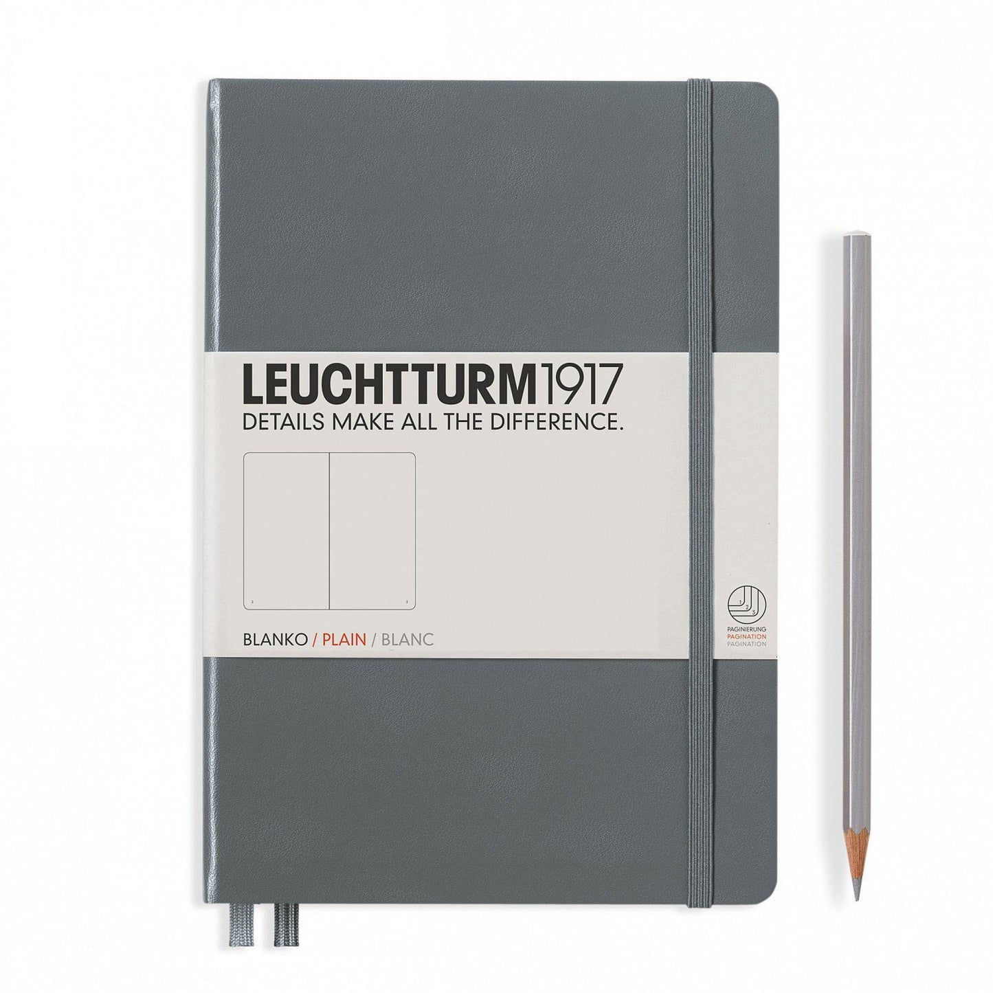 LCHT Carnet A5 Rigide Blanc-Carnet-Leuchtturm 1917-Anthracite-A5-Blanc-Papeterie du Dôme