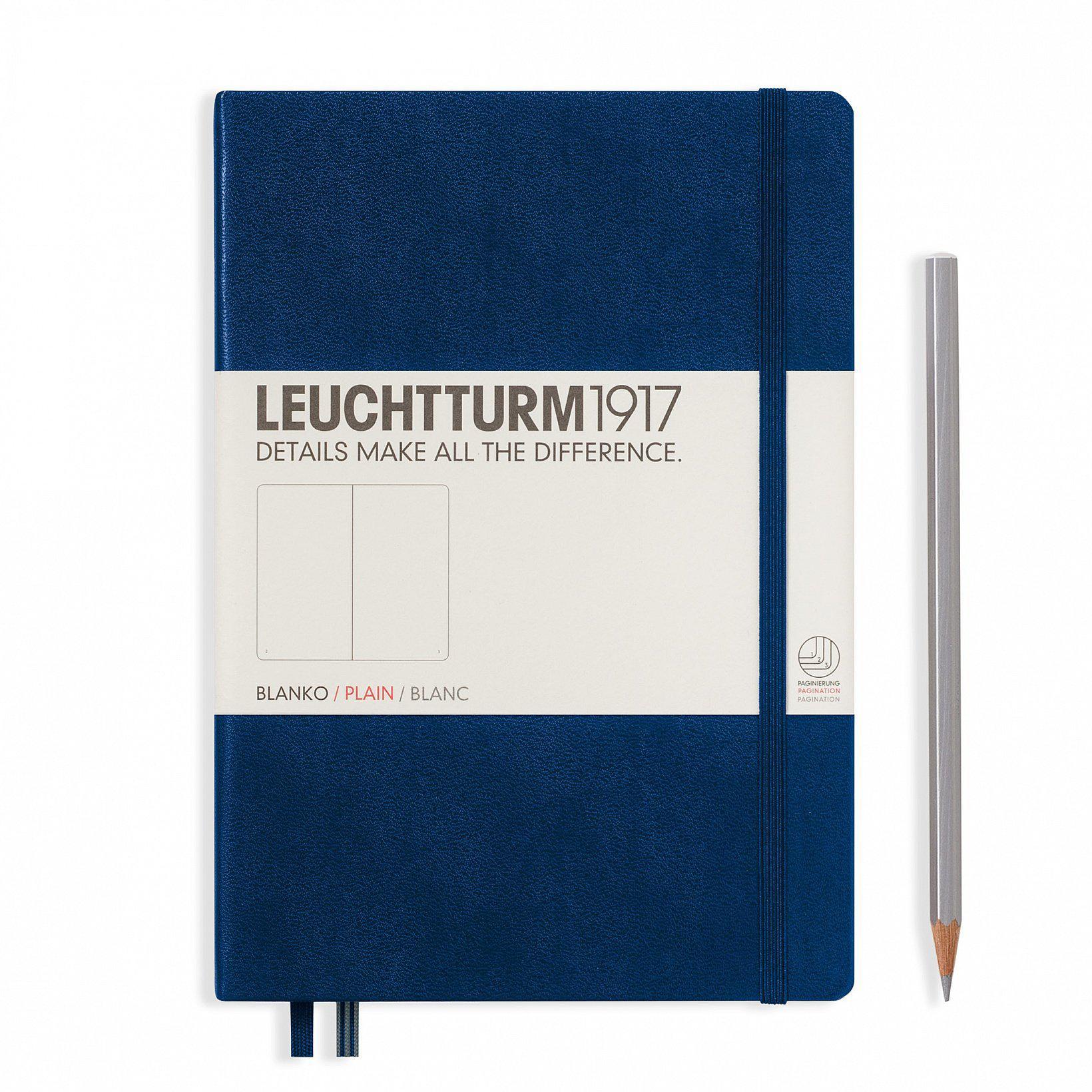 LCHT Carnet A5 Rigide Blanc-Carnet-Leuchtturm 1917-Bleu Marine-A5-Blanc-Papeterie du Dôme