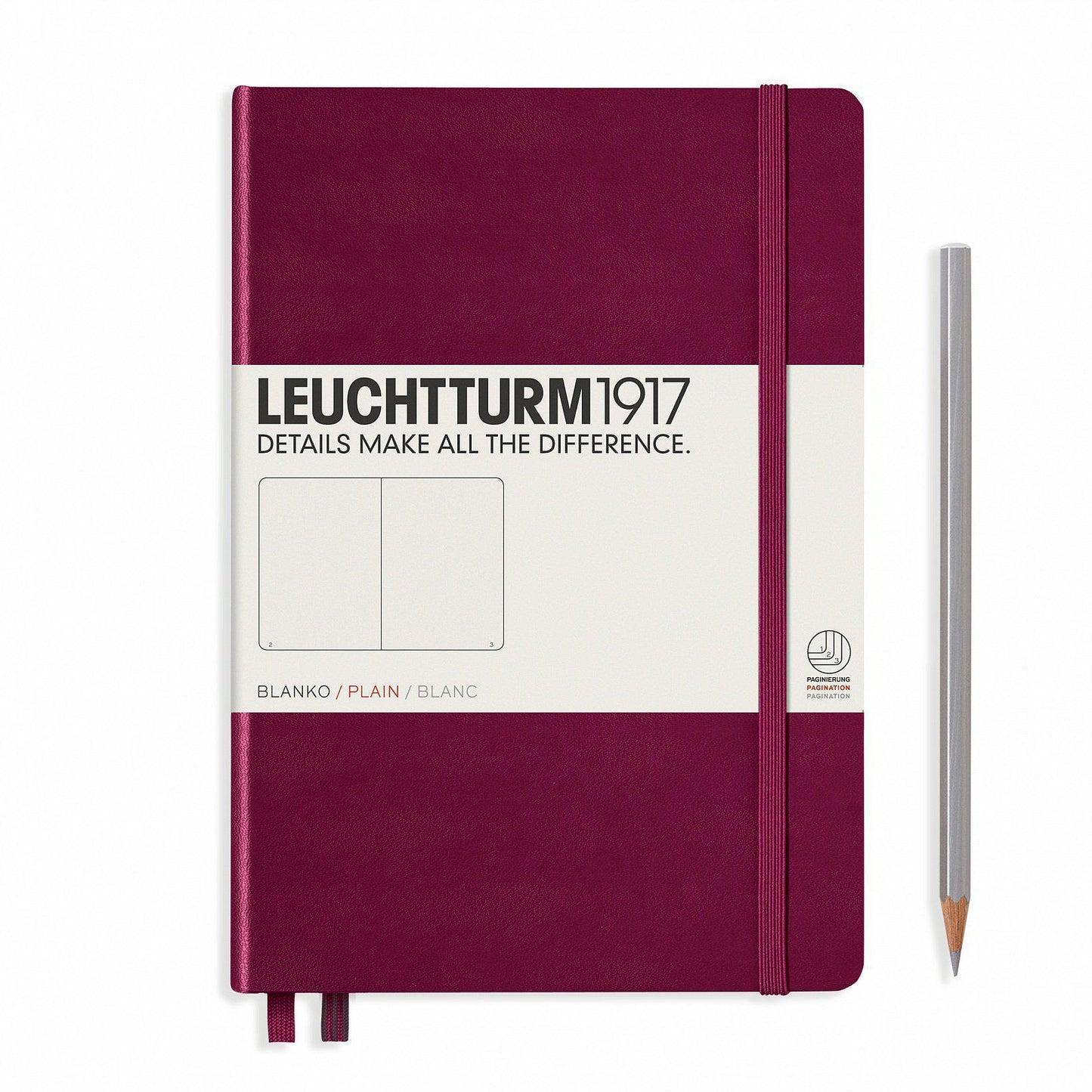 LCHT Carnet A5 Rigide Blanc-Carnet-Leuchtturm 1917-Port Red-A5-Blanc-Papeterie du Dôme