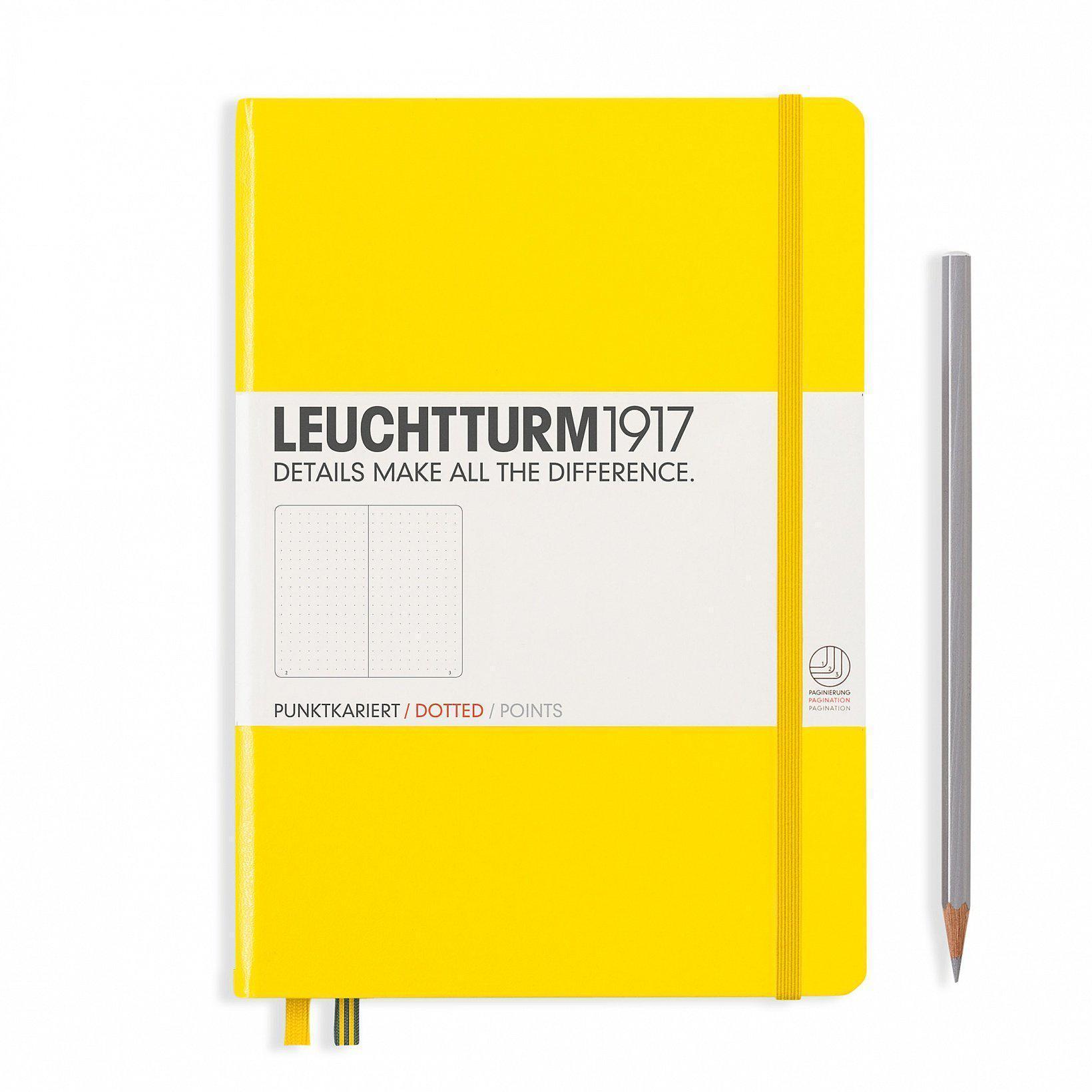 LCHT Carnet A5 Rigide Dots Pointillés-Carnet-Leuchtturm 1917-Citron-A5-Dots-Papeterie du Dôme