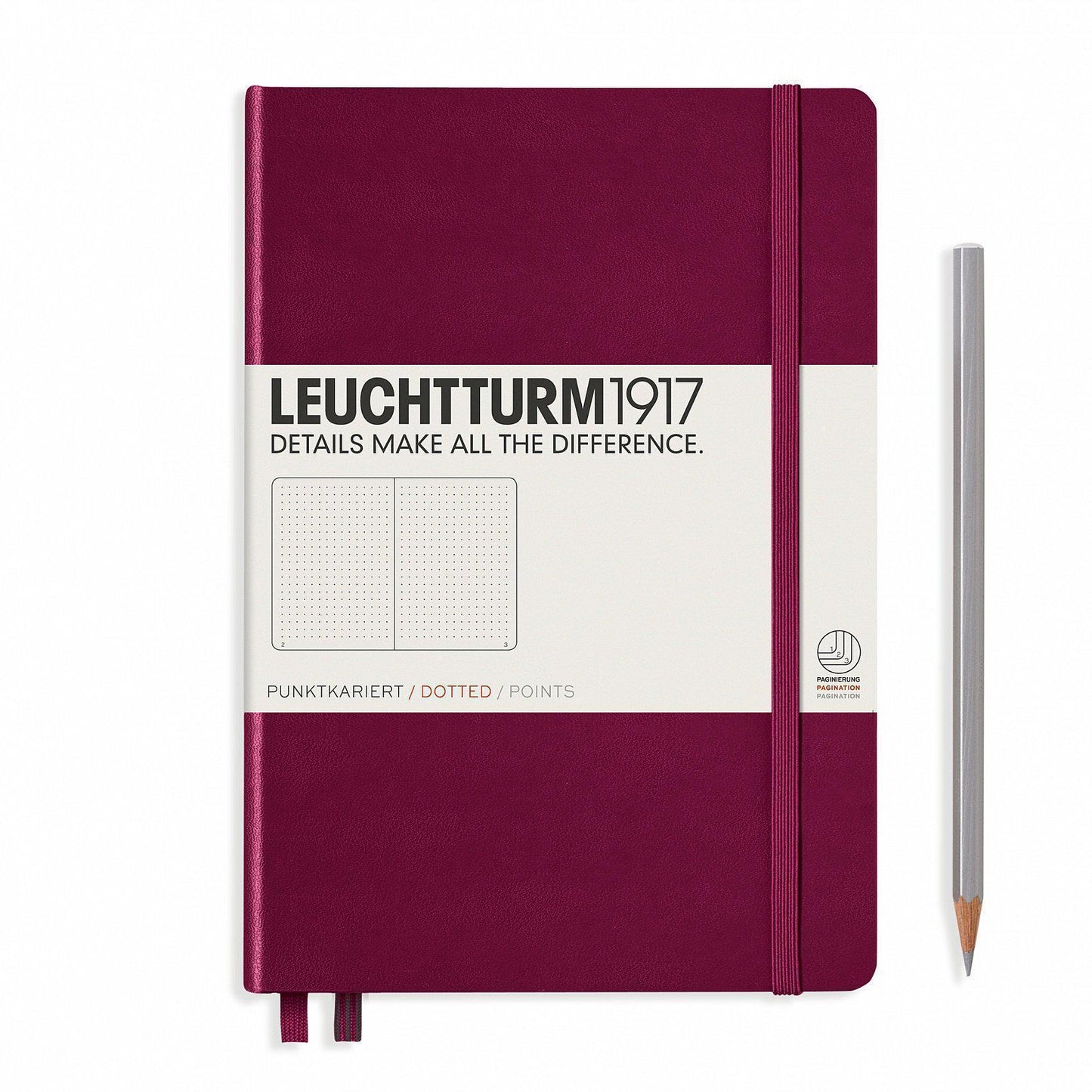 LCHT Carnet A5 Rigide Dots Pointillés-Carnet-Leuchtturm 1917-Port Red-A5-Dots-Papeterie du Dôme