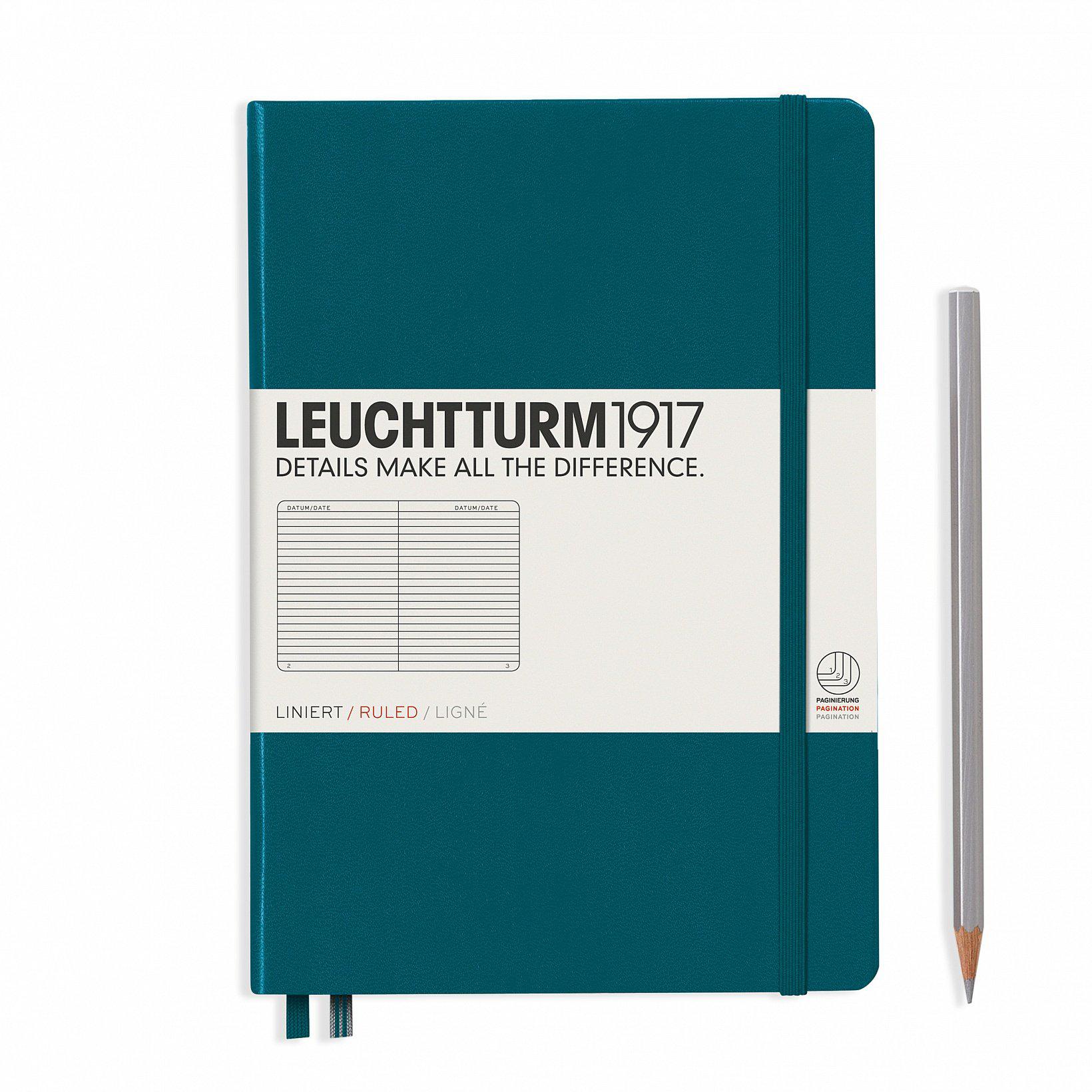 LCHT Carnet A5 Rigide Ligné-Carnet-Leuchtturm 1917-Pacific Green-A5-Ligné-Papeterie du Dôme