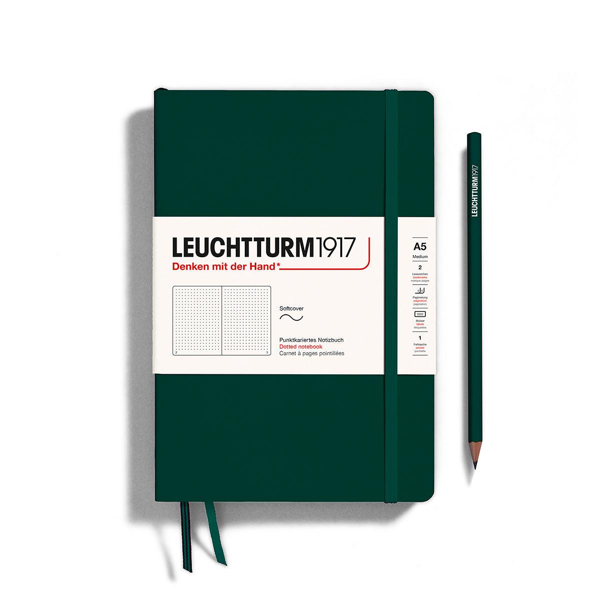 LCHT Carnet A5 Souple Dots-Carnet-Leuchtturm 1917-Forest Green-A5-Dots-Papeterie du Dôme