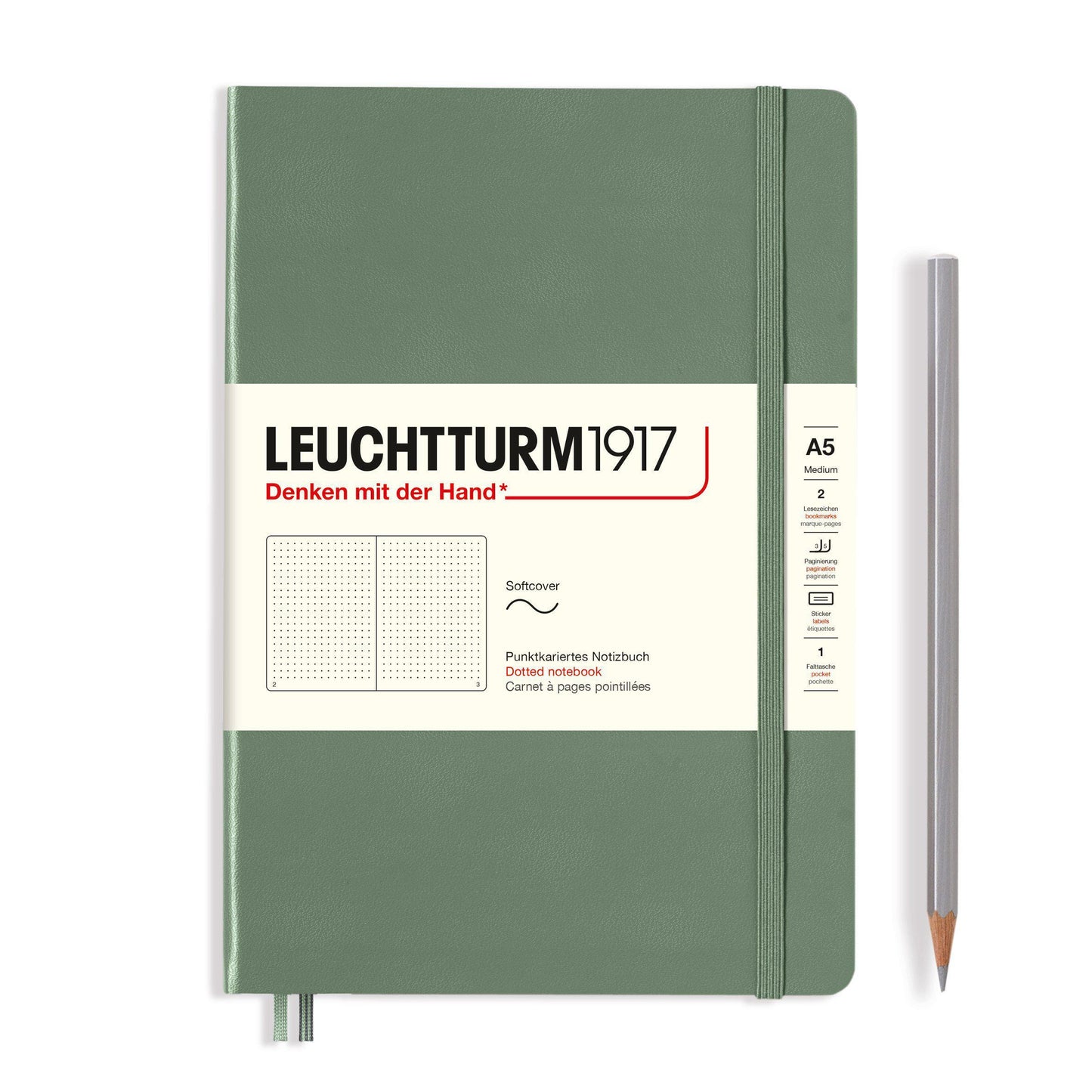 LCHT Carnet A5 Souple Dots-Carnet-Leuchtturm 1917-Olive-A5-Dots-Papeterie du Dôme