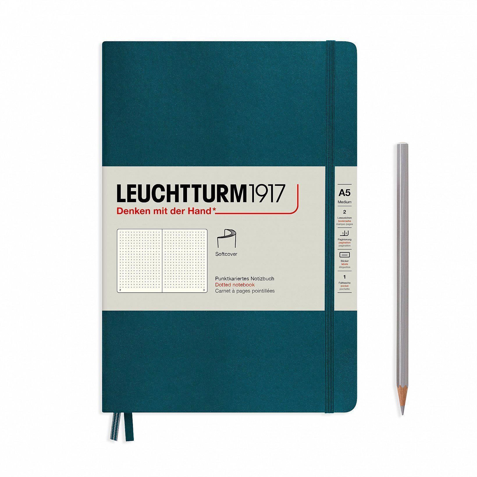 LCHT Carnet A5 Souple Dots-Carnet-Leuchtturm 1917-Pacific Green-A5-Dots-Papeterie du Dôme