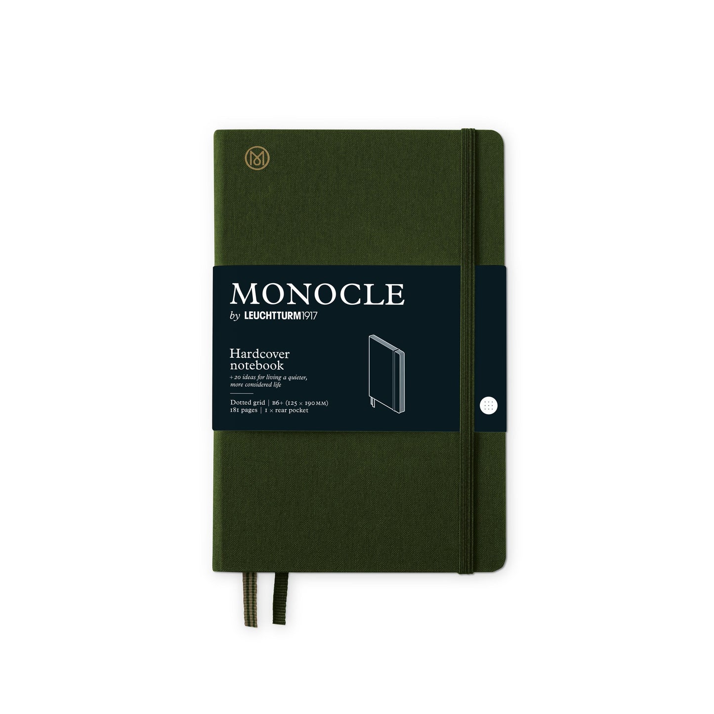 LCHT Carnet Monocle Couverture Rigide-Carnet-Leuchtturm 1917-B6+-Dots-Olive-Papeterie du Dôme