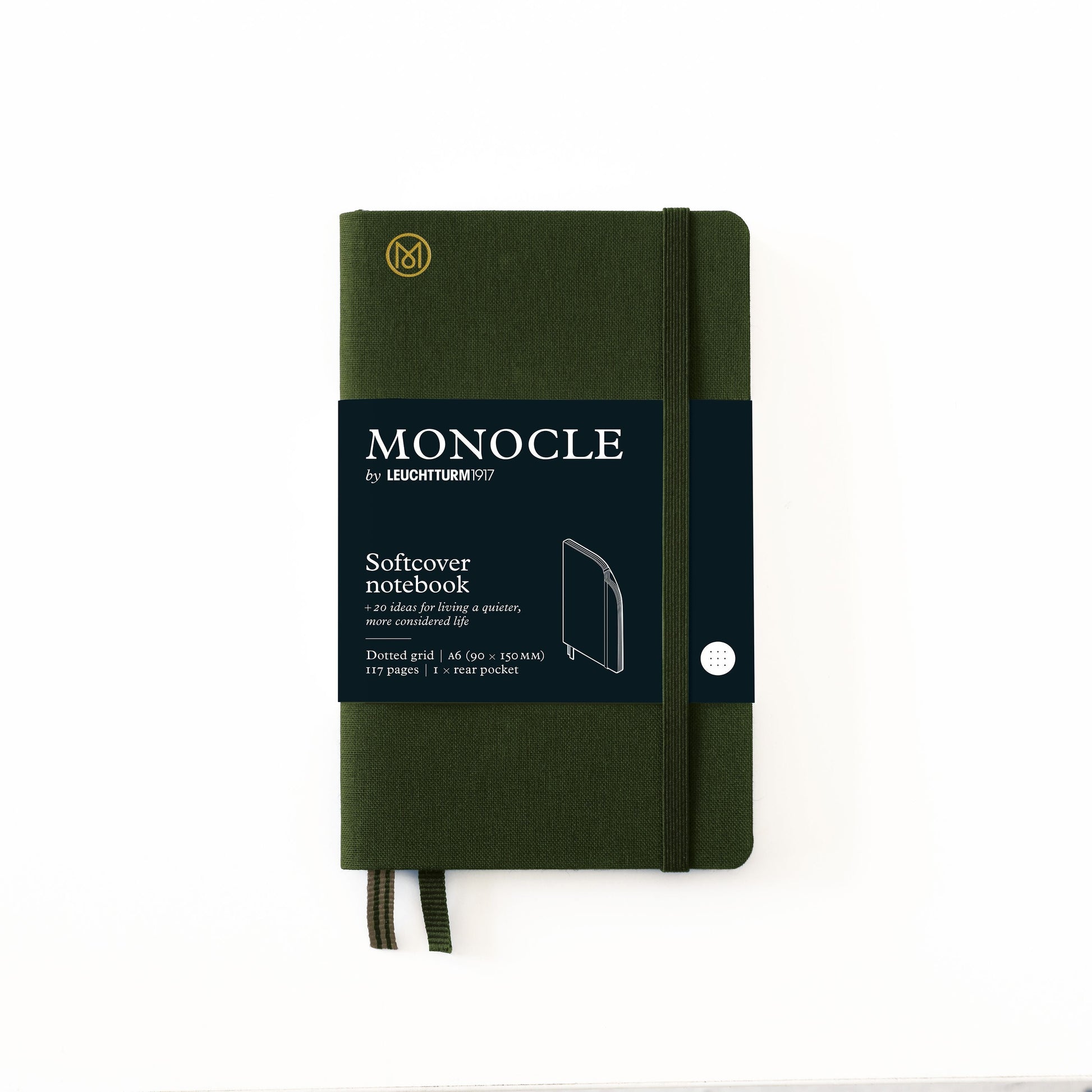 LCHT Carnet Monocle Couverture Souple-Carnet-Leuchtturm 1917-A6-Dots-Olive-Papeterie du Dôme