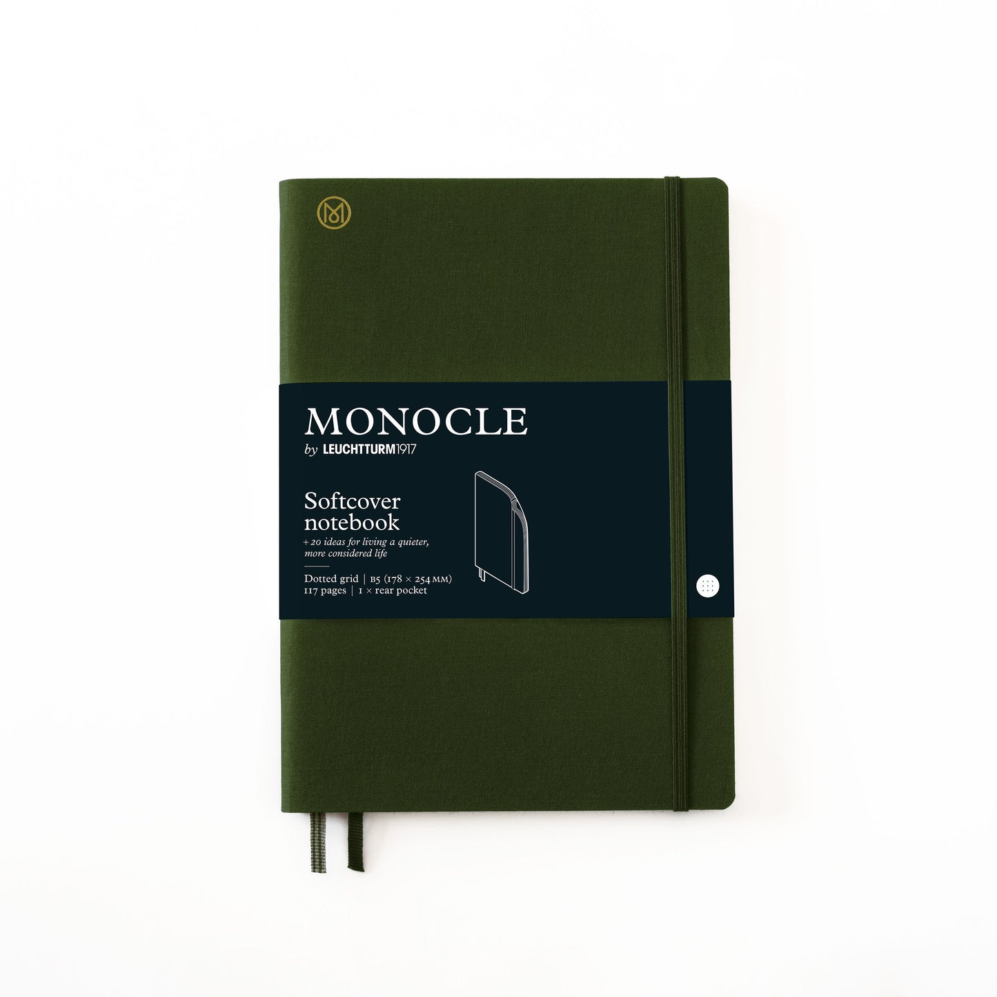 LCHT Carnet Monocle Couverture Souple-Carnet-Leuchtturm 1917-B5-Dots-Olive-Papeterie du Dôme