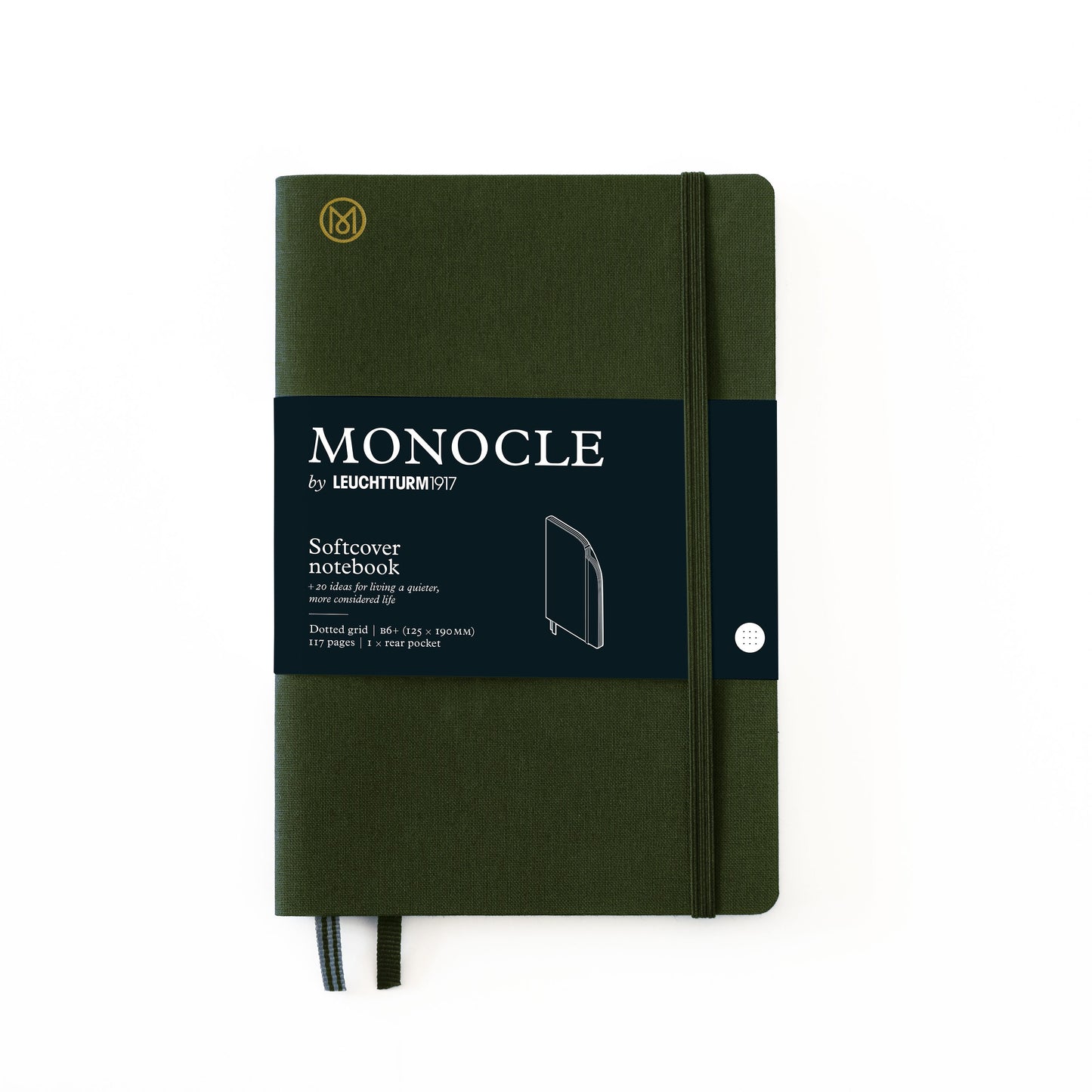 LCHT Carnet Monocle Couverture Souple-Carnet-Leuchtturm 1917-B6+-Dots-Olive-Papeterie du Dôme