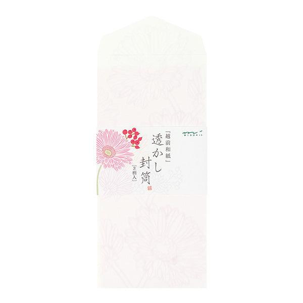 MDR Enveloppes Japonaises Fleuries-Correspondance-Midori-Bouquet rose-Papeterie du Dôme