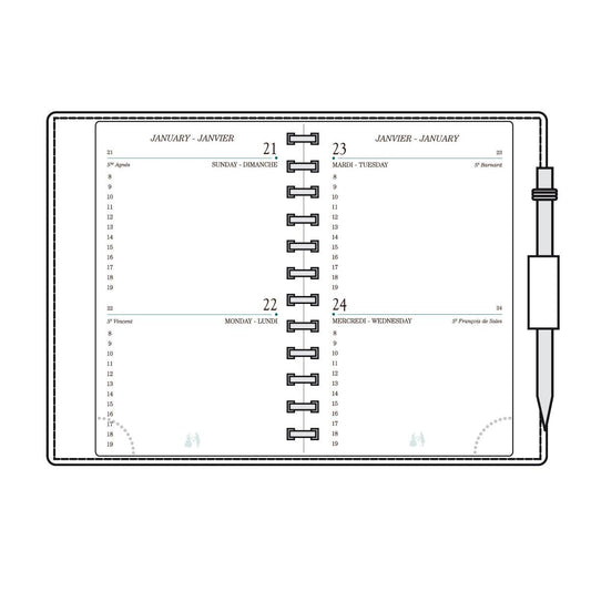 MGN Recharge Agenda AG12R 2Jours/Page Reliure à Glissière avec Répertoire Mignon-Recharge Agenda-Mignon-2025-Papeterie du Dôme