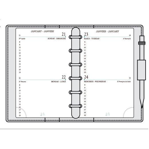 MGN Recharge Agenda AK12R 2Jours/Page Perforée avec Répertoire Mignon-Recharge Agenda-Mignon-2025-Papeterie du Dôme