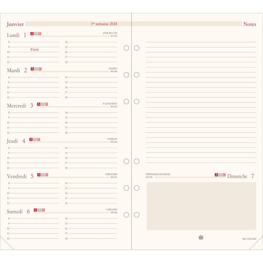 OBE Recharge Agenda Format 17 Semainier Horizontal-Recharge Agenda-Oberthur-2025-Papeterie du Dôme