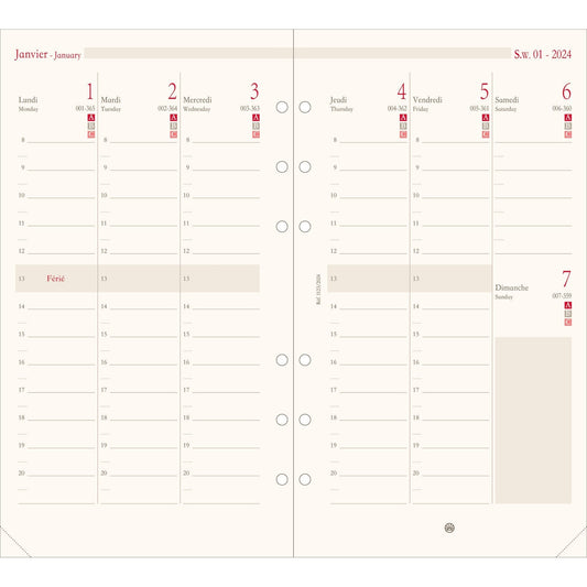 OBE Recharge Agenda Format 17 Semainier Vertical-Recharge Agenda-Oberthur-Papeterie du Dôme