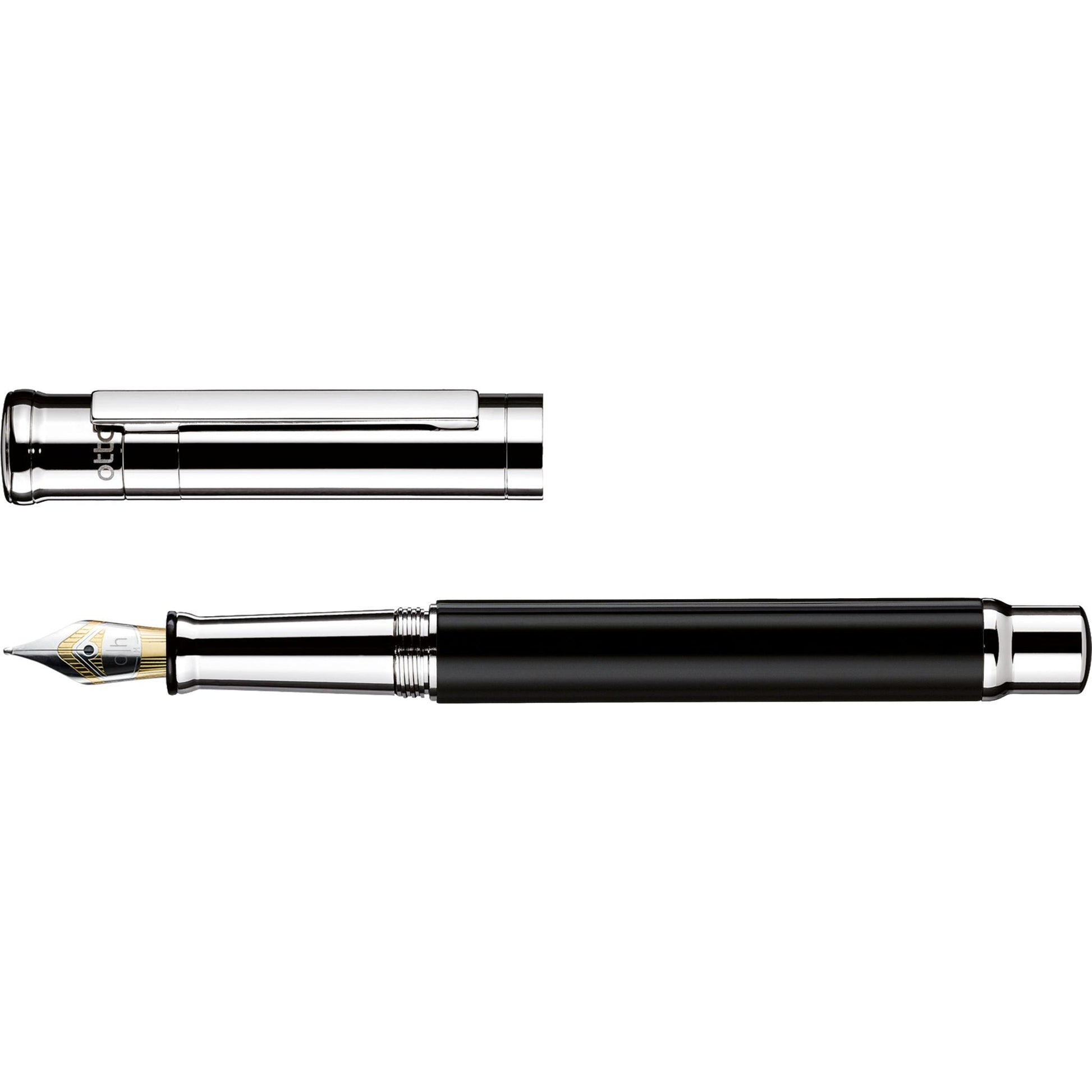 OH design 04 Noir Lisse Laqué Platine Stylo Plume-Stylo Plume-Otto Hutt-Papeterie du Dôme