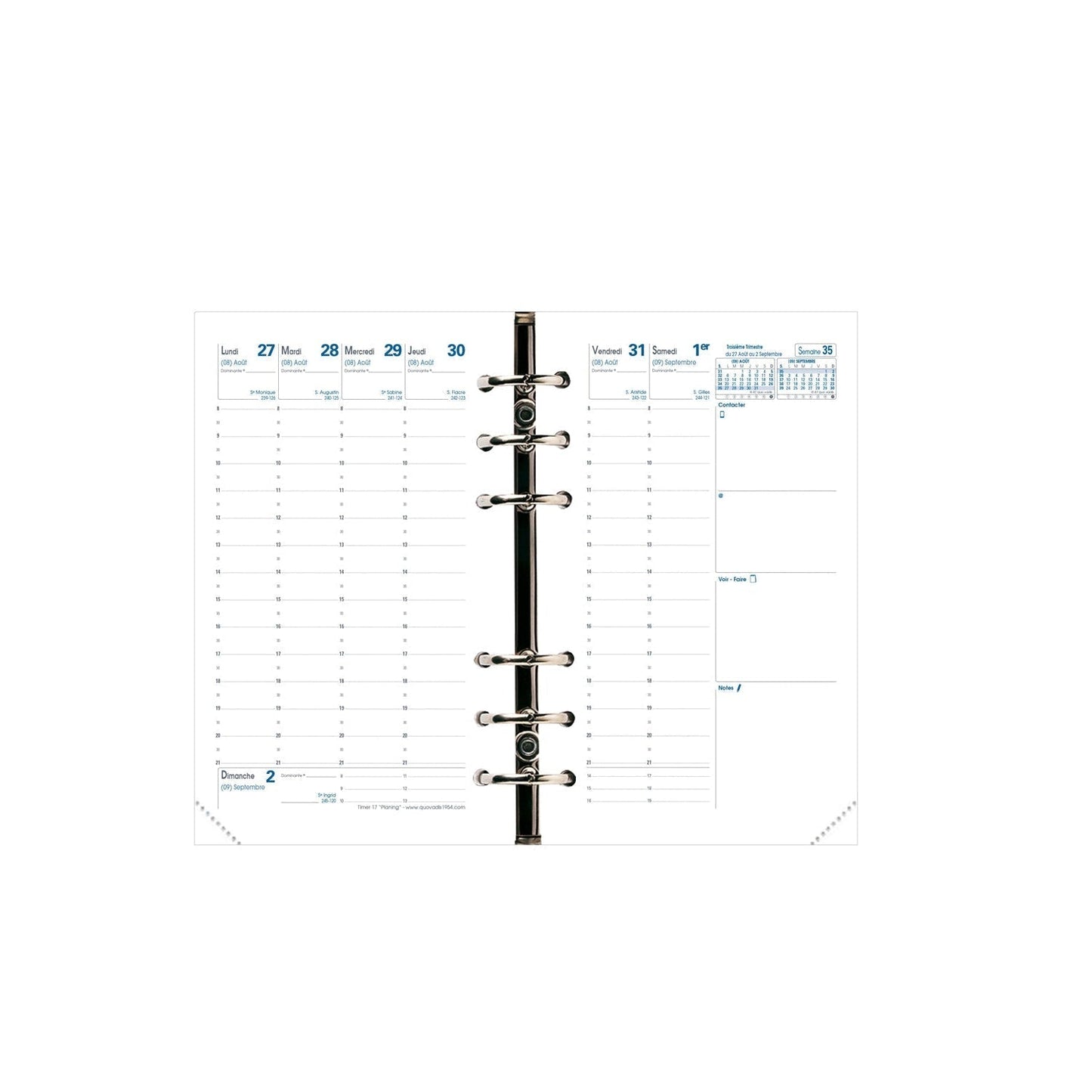 QVD Recharge Agenda Timer 17 "Planing" SAD-Recharge Agenda-Quo Vadis-2024-2025-Papeterie du Dôme